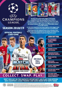 2018 2019 Topps UEFA Champions League Soccer Match Attax 30 x Packs Sealed Box