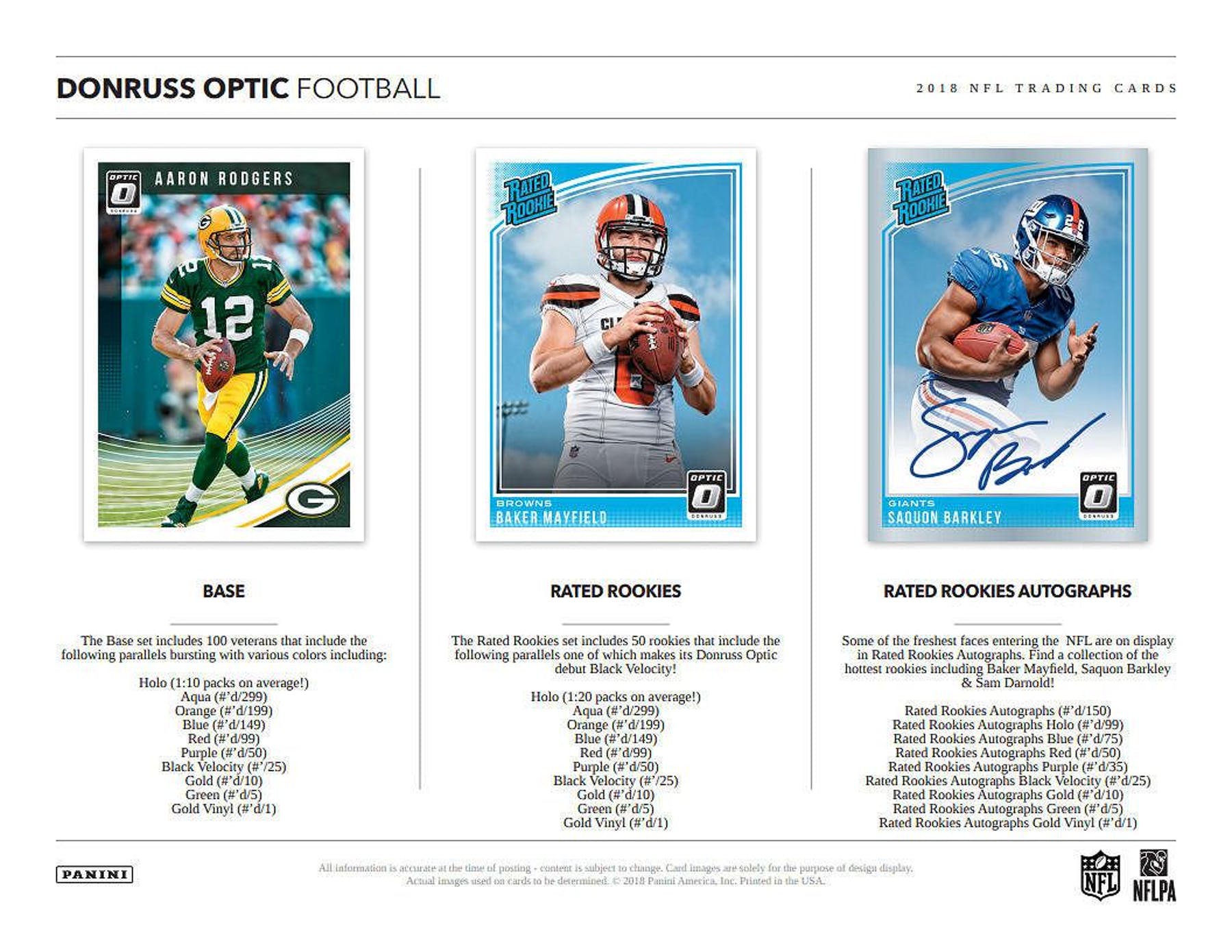 2018 Panini Donruss Optic Football Hobby Pack – Sports Cards Direct