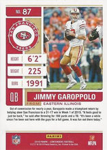 2019 Panini Contenders #87 Jimmy Garoppolo