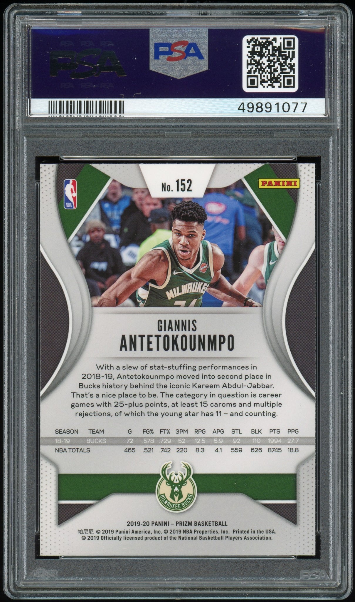 Sports Cards Direct 2019 Panini Prizm #152 Giannis Antetokounmpo PSA 9 – Sports Cards Direct