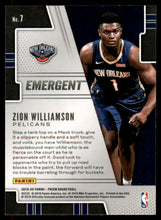 2019-20 Panini Prizm Emergent #7 Zion Williamson