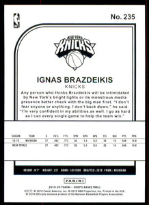 2019-20 Hoops #235 Ignas Brazdeikis RC