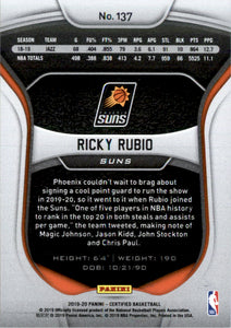 2019-20 Certified Mirror Blue #137 Ricky Rubio