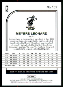 2019-20 Hoops #161 Meyers Leonard