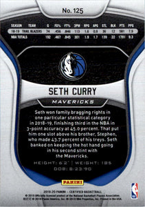 2019-20 Certified Mirror Blue #125 Seth Curry