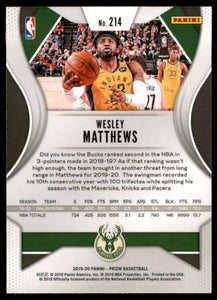 2019-20 Panini Prizm #214 Wesley Matthews