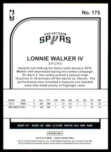 2019-20 Hoops #175 Lonnie Walker IV