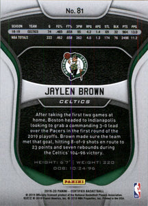 2019-20 Certified Mirror Blue #81 Jaylen Brown