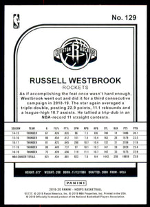 2019-20 Hoops #129 Russell Westbrook