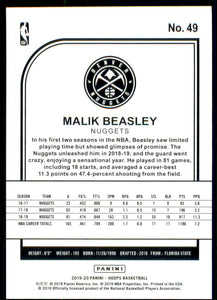 2019-20 Hoops Purple #49 Malik Beasley