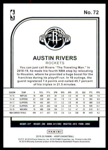 2019-20 Hoops #72 Austin Rivers