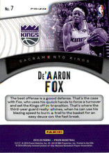 2019-20 Panini Prizm Dominance Prizms Silver #7 De'Aaron Fox