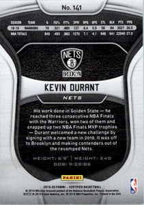 2019-20 Certified Mirror Red #141 Kevin Durant