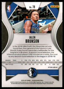 2019-20 Panini Prizm Prizms Green #78 Jalen Brunson