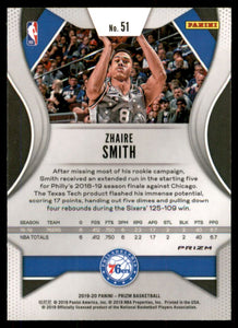 2019-20 Panini Prizm Prizms Ruby Wave #51 Zhaire Smith