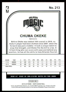 2019-20 Hoops #213 Chuma Okeke RC