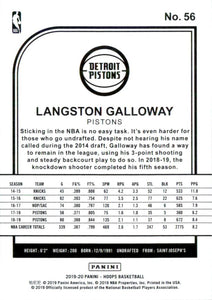 2019-20 Hoops Blue #56 Langston Galloway