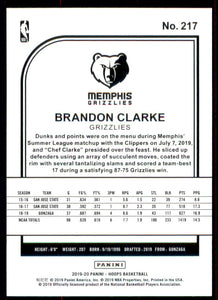 2019-20 Hoops #217 Brandon Clarke RC