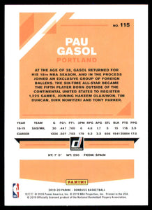 2019-20 Donruss #115 Pau Gasol