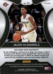 2019-20 Panini Prizm Draft Picks Prizms Pink Pulsar #54 Jalen McDaniels