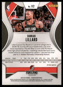 2019-20 Panini Prizm Prizms Hyper #112 Damian Lillard