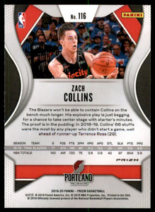 2019-20 Panini Prizm Prizms Green #116 Zach Collins