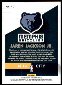 2019-20 Hoops NBA City #10 Jaren Jackson Jr.