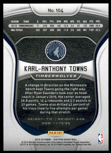 2019-20 Certified Mirror Blue #104 Karl-Anthony Towns