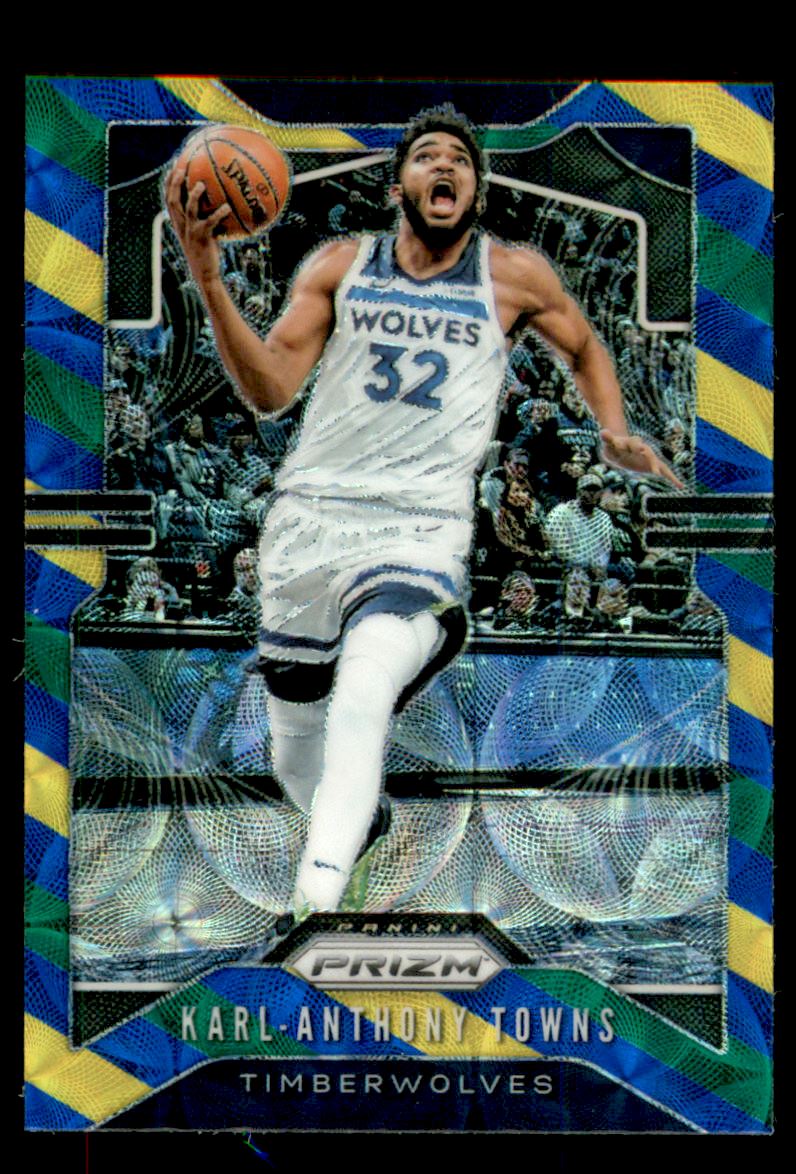 2019-20 Panini Prizm Prizms Choice Blue Yellow and Green #161 Karl-Anthony Towns