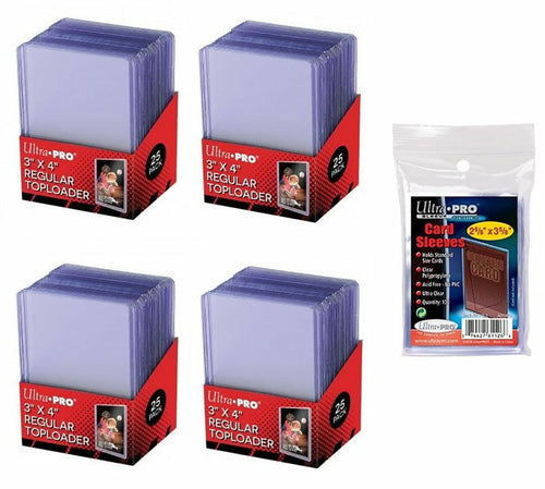 100 Ultra Pro Regular 3 x 4 Toploaders New top loaders + 100 soft sleeves