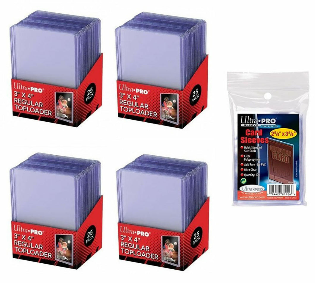 ultra pro toploader card sleeves 100 Ultra Pro Regular 3 x 4 Toploaders New top loaders + 100 soft slee – Sports Cards Direct
