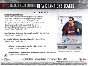 2020-21 Topps UEFA Champions League Stadium Club Chrome Soccer Hobby Pack